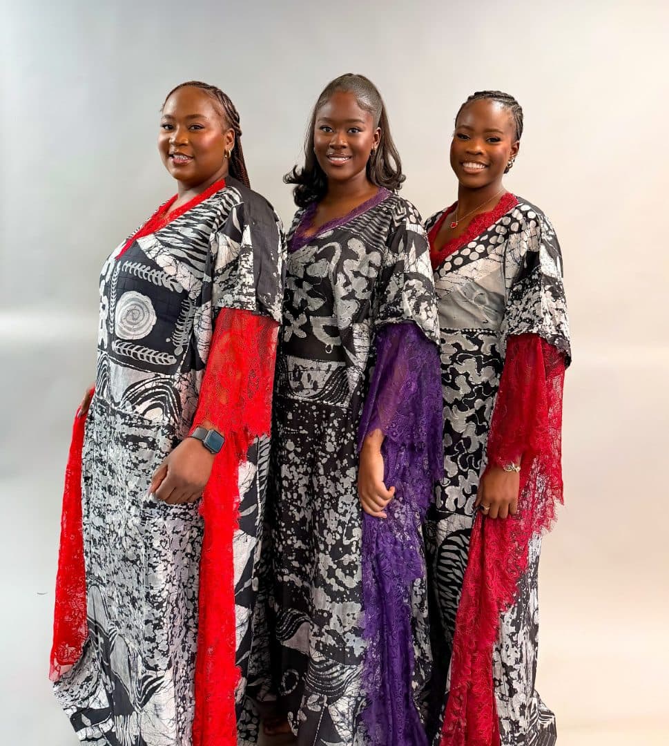 Three models wearing the Maxi Dress with Chantilly